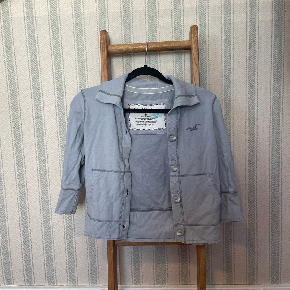 Hollister Y2K 2000s Mall Era Lightweight Light Gray Button Up M